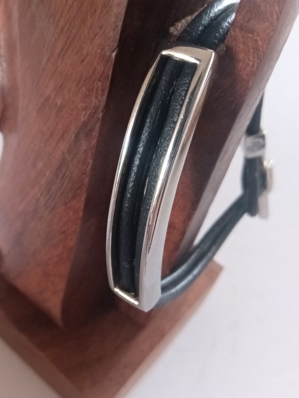 Ralph Lauren Black Leather Silver Toggle Bracelet Great condition